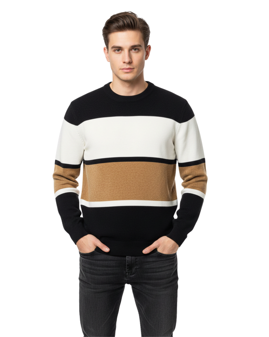 Men's Crewneck In Bold Tri-color