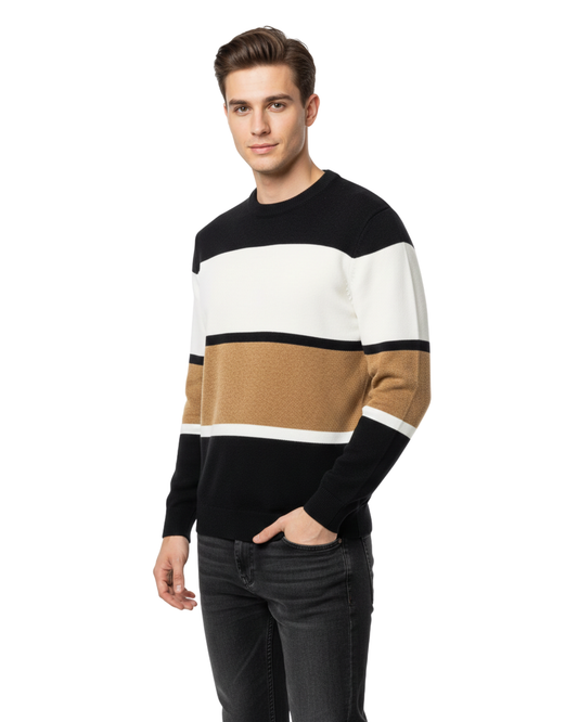 Men's Crewneck In Bold Tri-color