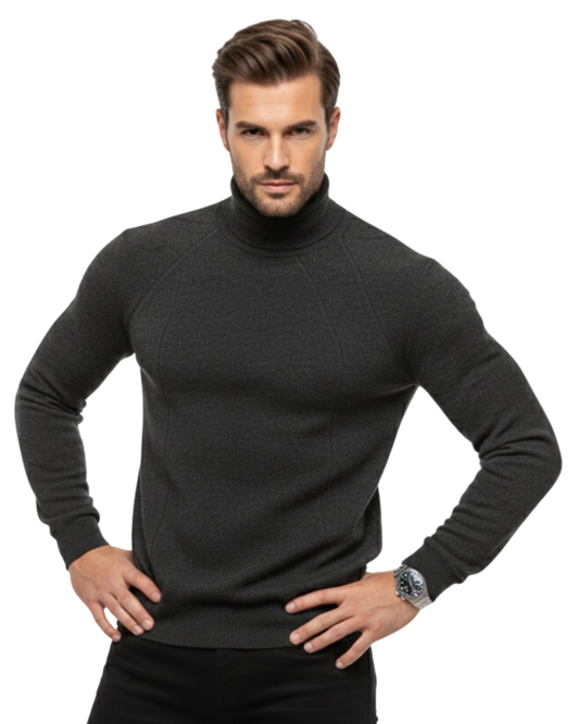 Men's Charcoal Roll-Neck