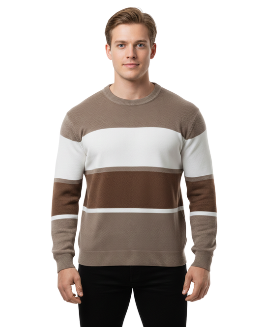 Men's Crewneck in Multi-Stripe Knit